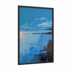 Abstract Lake Landscape Blue Horizon Wall Art