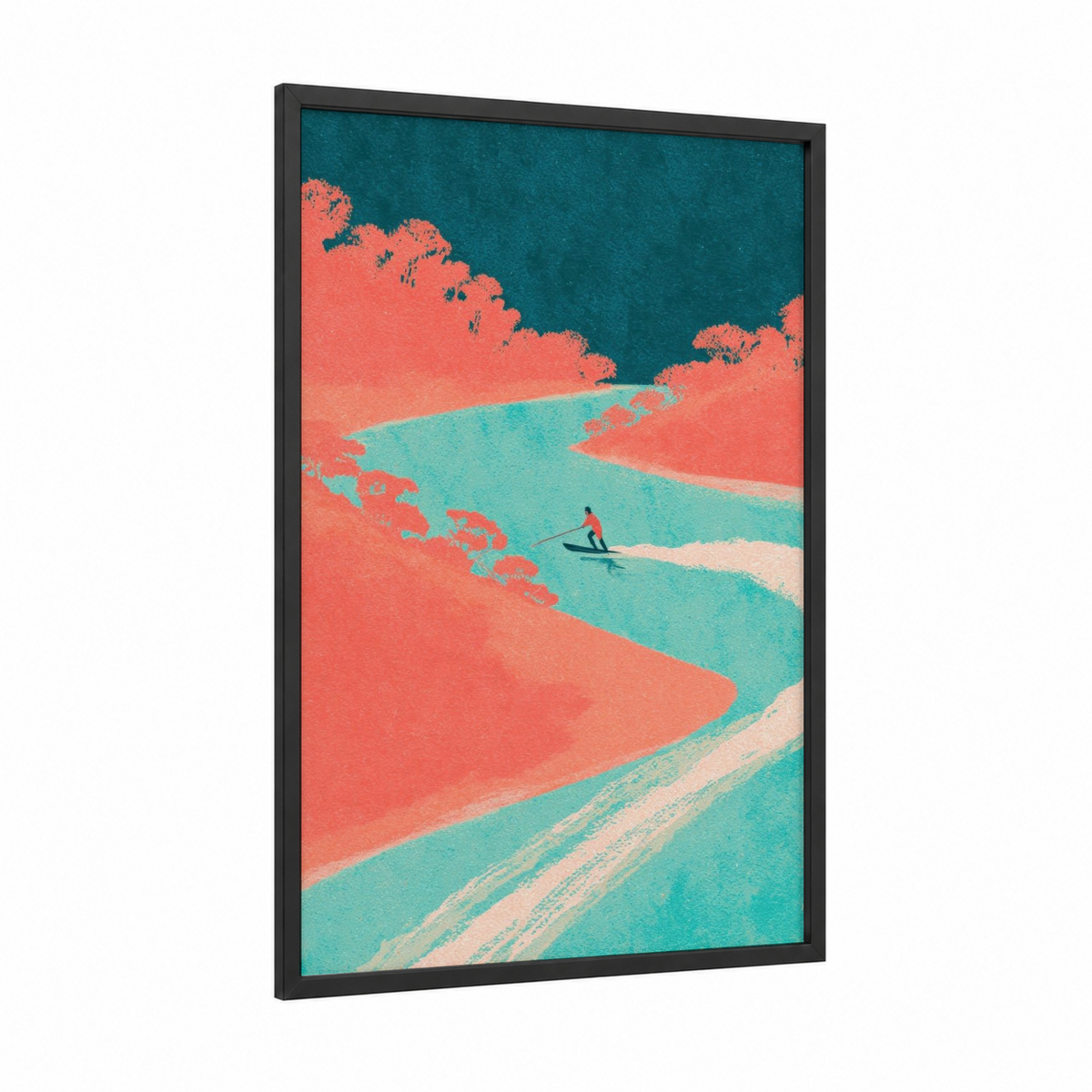 Aerial Water Skiing Turquoise Landscape Wall Art