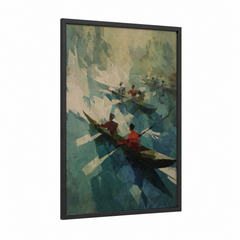 Abstract Kayakers Geometric Water Wall Art