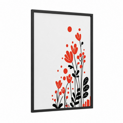 Abstract Red Flowers Modern Wall Art