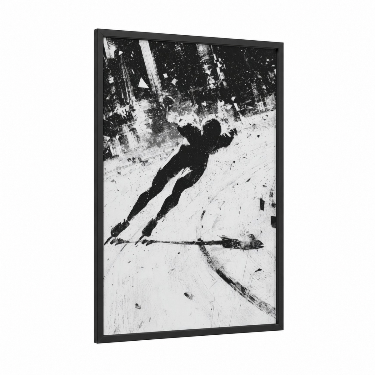 Aerial Ice Skater Black White Photography Wall Art