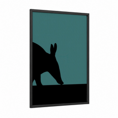 Aardvark Silhouette Teal Modern Wall Art