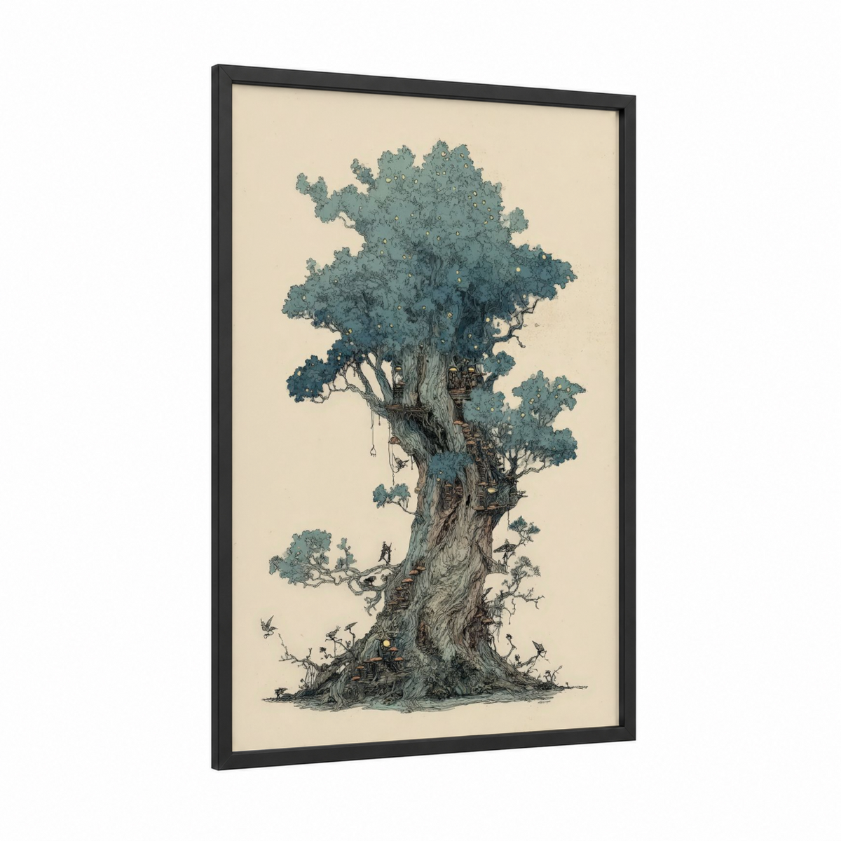 Ancient Cypress Tree Illustration Wall Art