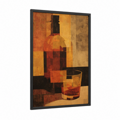 Abstract Whiskey Bottle and Glass Wall Art