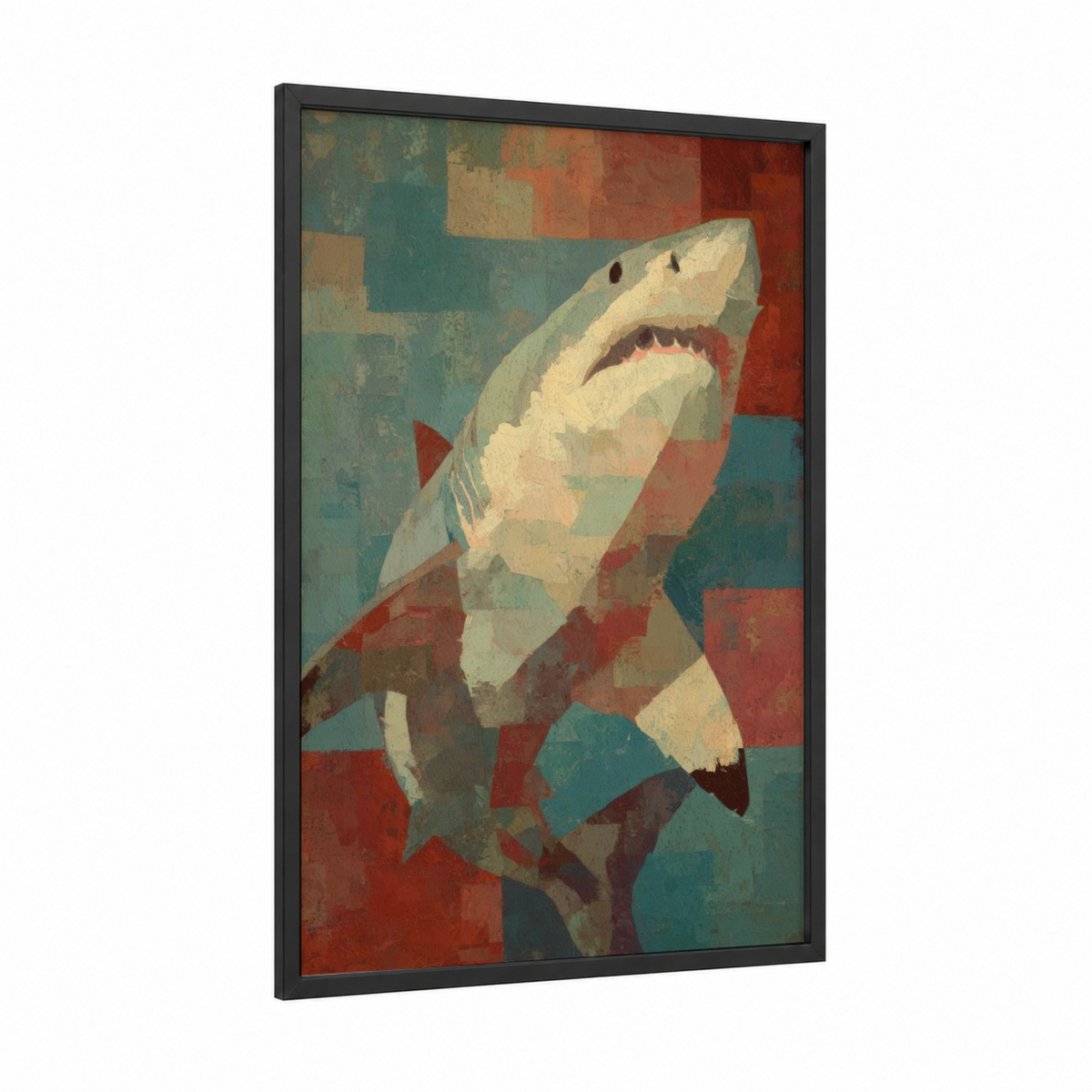 Abstract Great White Shark Geometric Wall Art