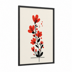 abstract red flower botanical art print Wall Art