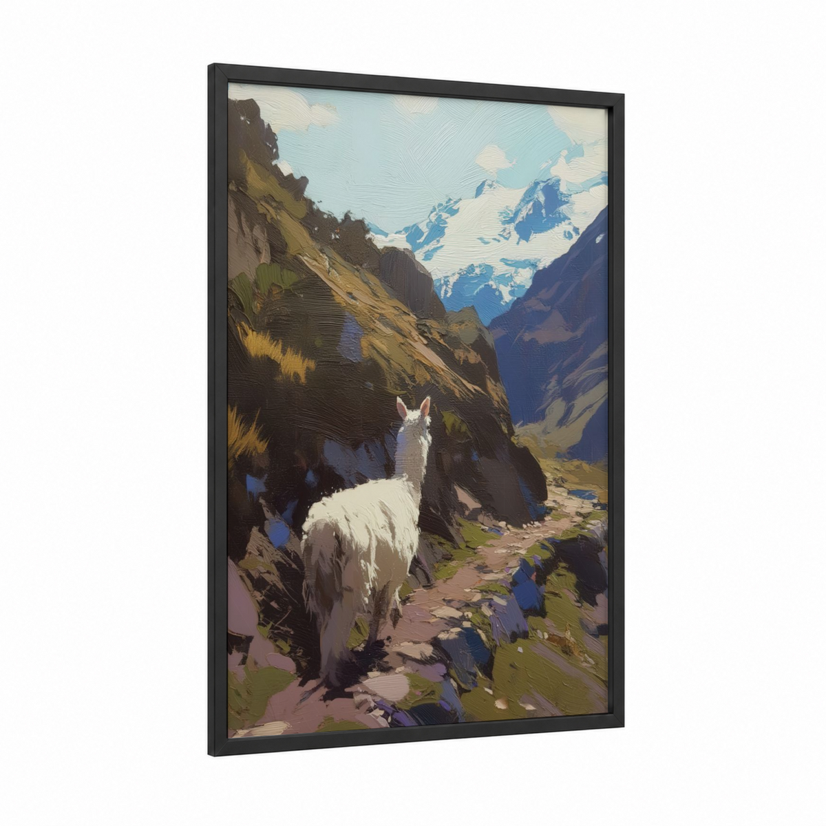 Alpine Alpaca Mountain Landscape Wall Art