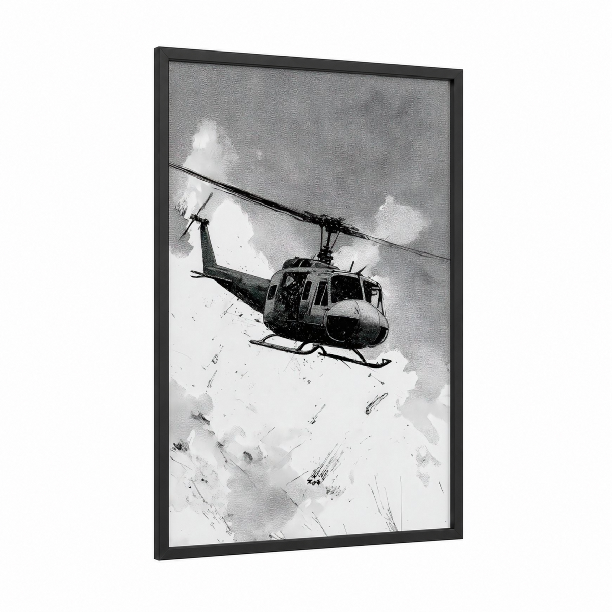 Alpine Rescue Helicopter Black White Wall Art