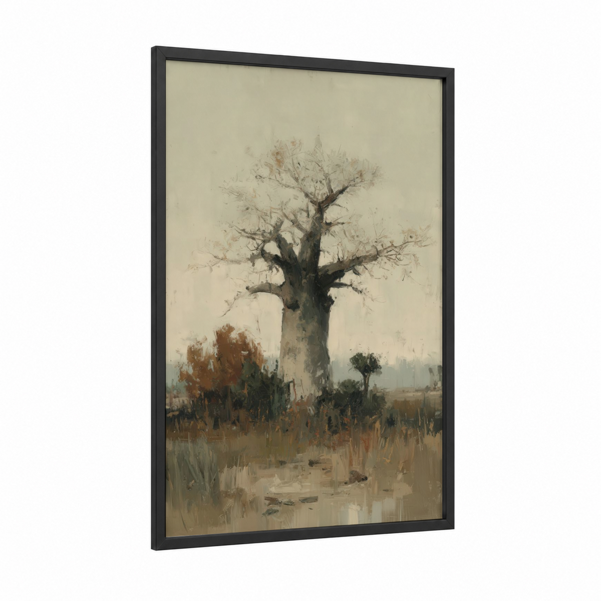 Ancient Baobab Tree Watercolor Landscape Wall Art