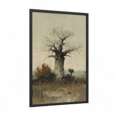 Ancient Baobab Tree Watercolor Landscape Wall Art