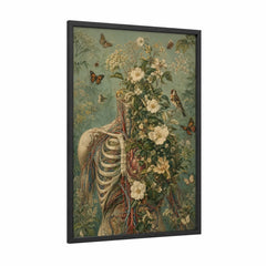 Anatomical Floral Skeleton Art | Surrealist Botanical Wall Art