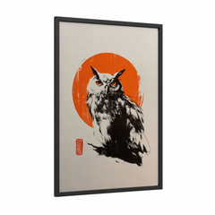 Amber Owl Japanese Art Print Wall Art