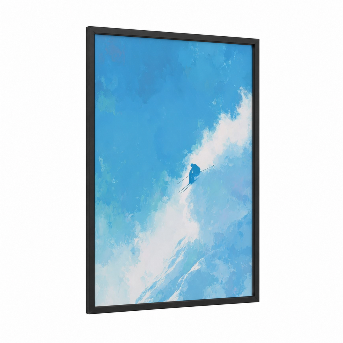 Alpine Skier Mountain Snow Illustration Wall Art