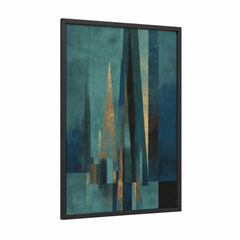 Abstract Cypress Tree Turquoise Gold Wall Art