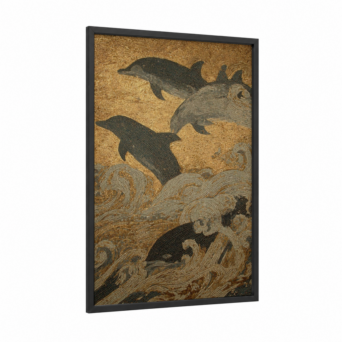Ancient Dolphins Mosaic Artwork Wall Art