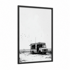 Abandoned Desert Truck Black White Wall Art