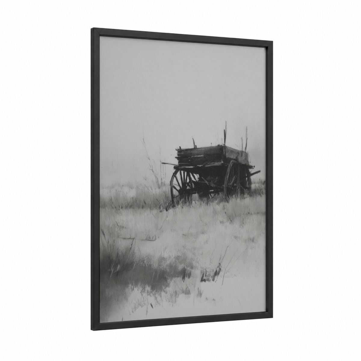 Abandoned Wagon in Misty Field Wall Art