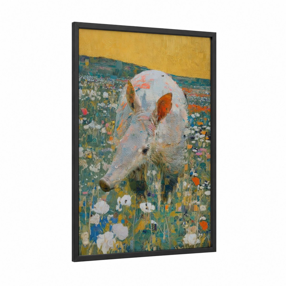 Aardvark Wildflower Field Illustration Wall Art