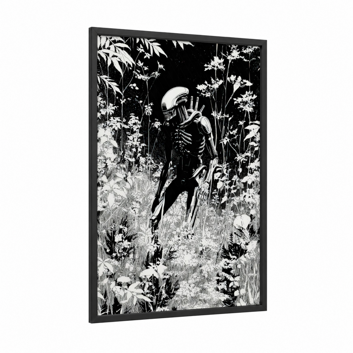 Alien Creature In Wildflower Field Wall Art