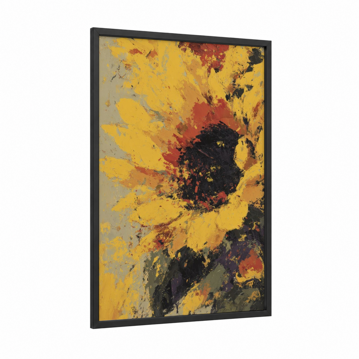 Abstract Expressionist Sunflower Wall Art