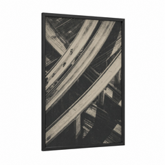 Aerial Highway Overpass Black and White Wall Art
