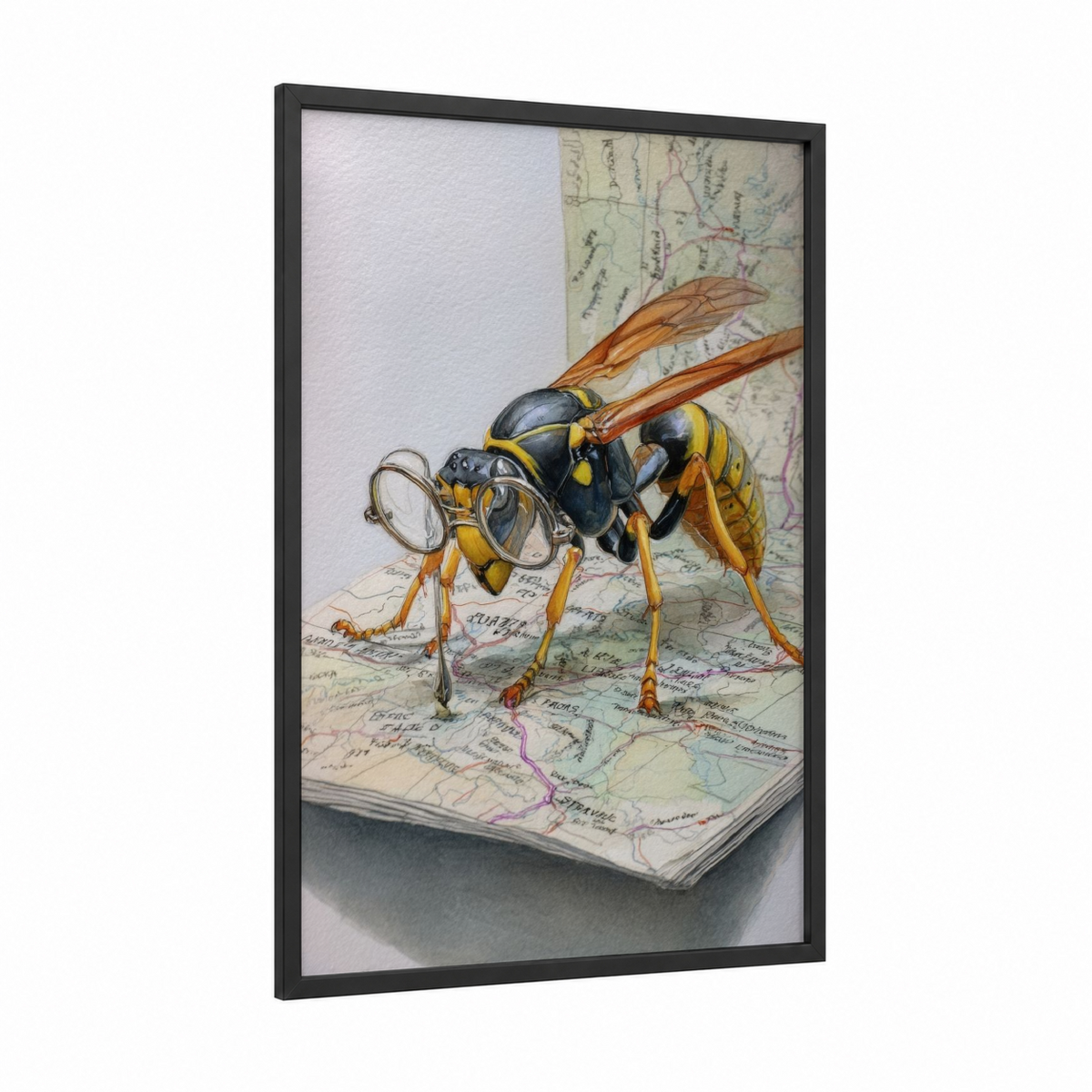 Adventurous Wasp with Magnifying Glass Wall Art