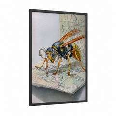 Adventurous Wasp with Magnifying Glass Wall Art