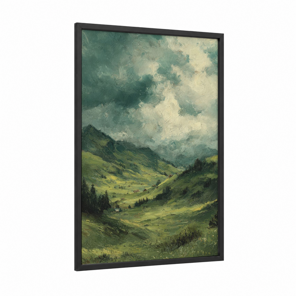 Alpine Valley Landscape Oil Painting Wall Art