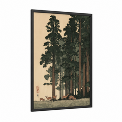 Ancient Redwood Grove Japanese Woodblock Wall Art