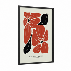 Abstract Crimson Flowers Minimalist Wall Art