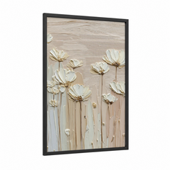 Abstract White Flower Textured Painting Wall Art