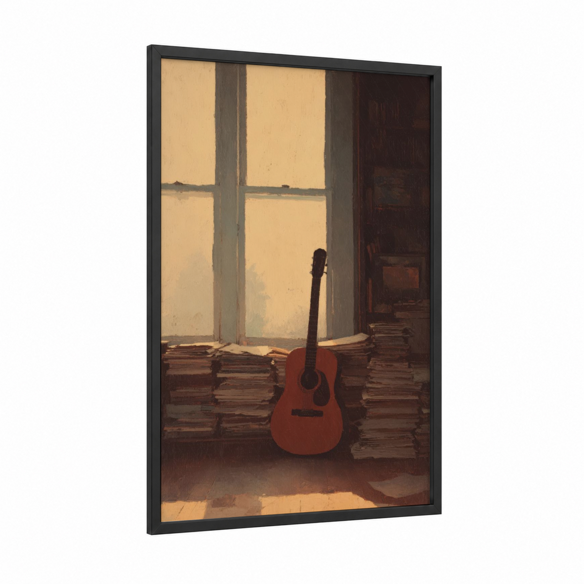 Acoustic Guitar Sunlit Window Wall Art