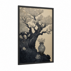 Ancient Baobab Tree Ink Drawing Wall Art