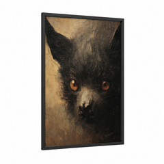 Amber-Eyed Bat Oil Painting Portrait Wall Art