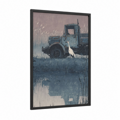 Abandoned Farm Truck Wetland Heron Wall Art