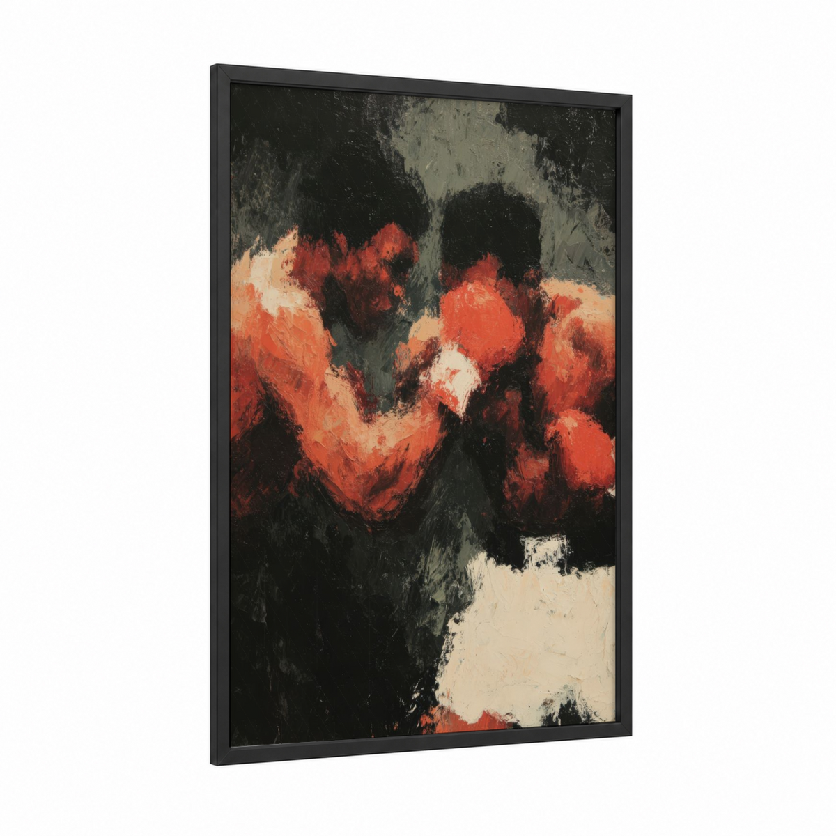 Abstract Boxing Fighters Red Expressionist Wall Art