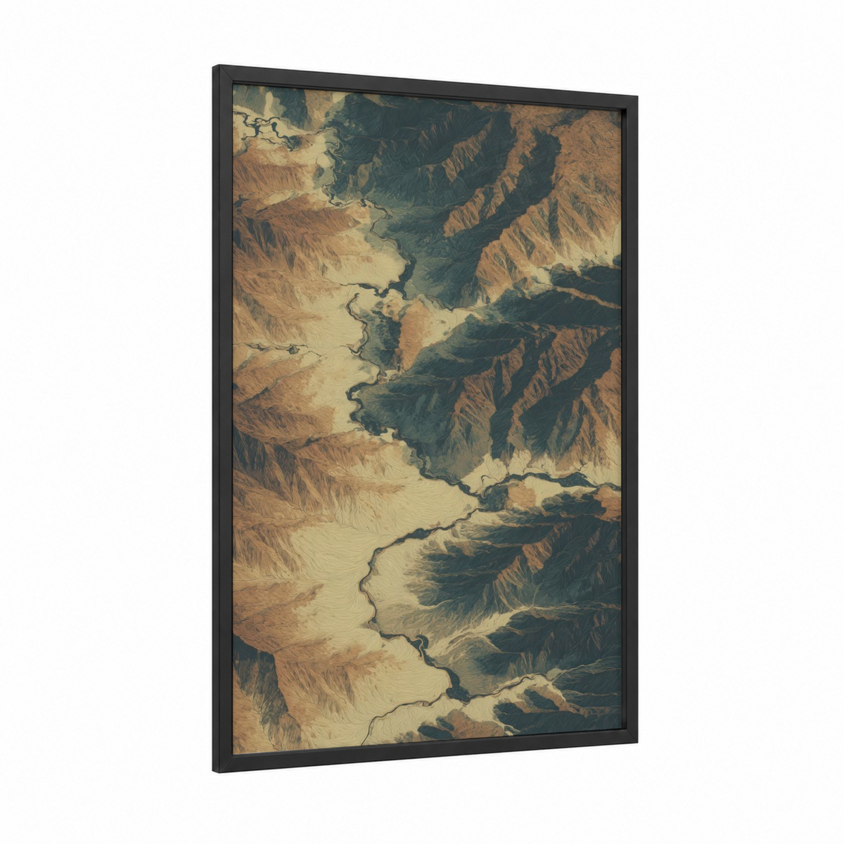 Aerial Desert Canyon Waterway Photography Wall Art