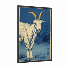 Alpine Goat Japanese Woodblock Print Wall Art