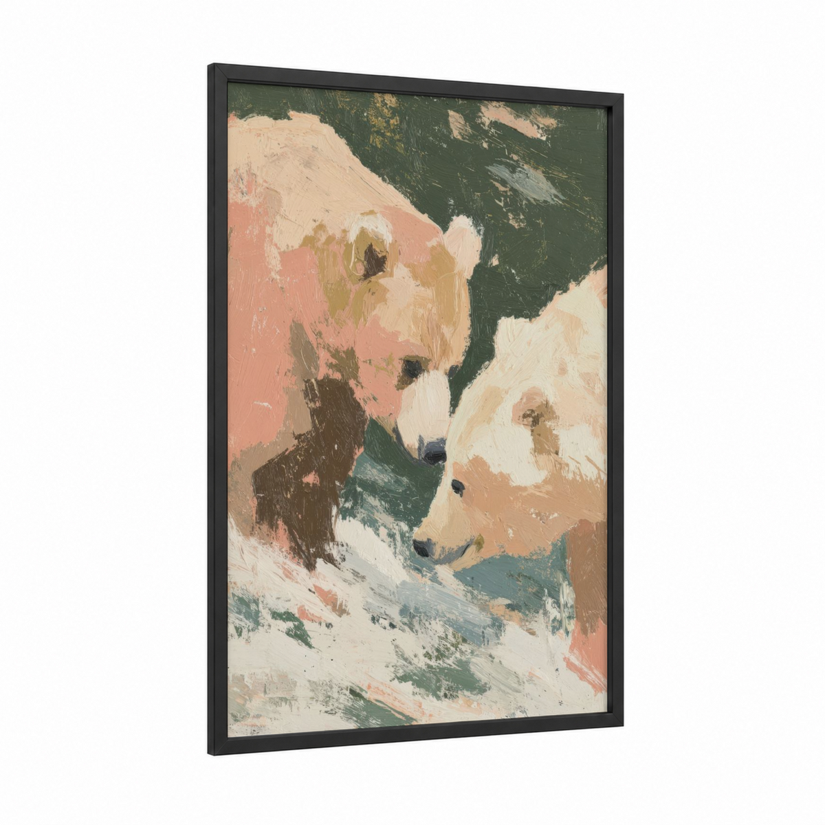 Affectionate Bears Abstract Love Wall Art