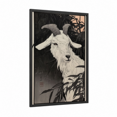 Alpine Goat Portrait Black White Wall Art