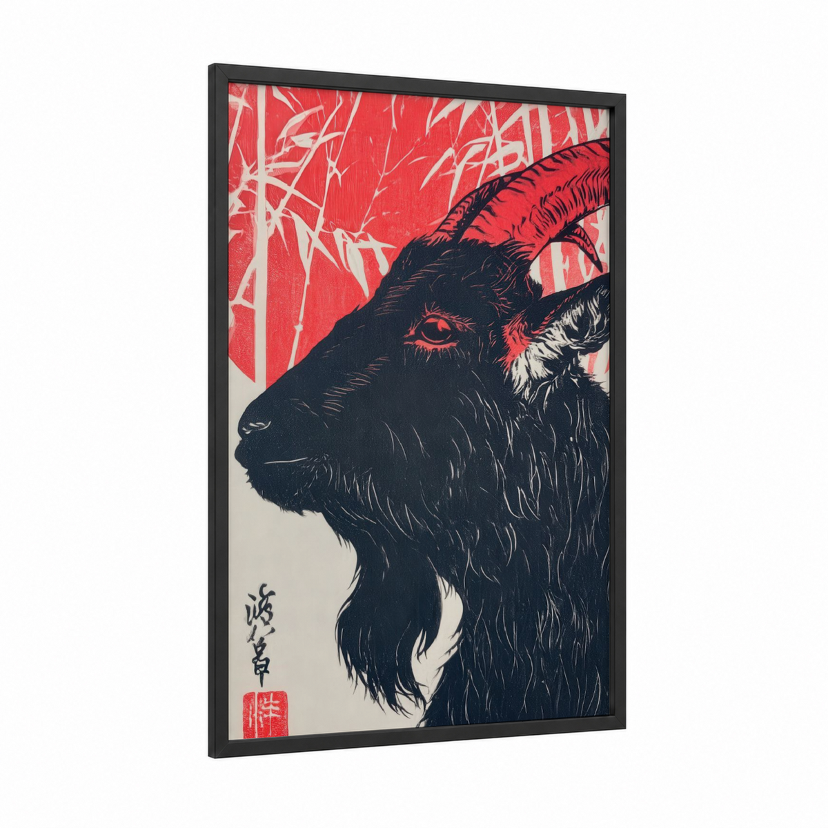 Alpine Goat Japanese Woodblock Wall Art