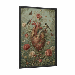Anatomical Heart Floral Songbird Wall Art