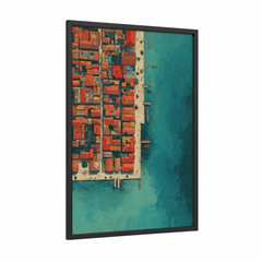 Aerial Beach Town Turquoise Water Wall Art