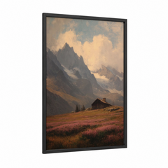 Alpine Cottage Mountain Landscape Wall Art