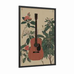Acoustic Guitar Botanical Illustration Art Wall Art