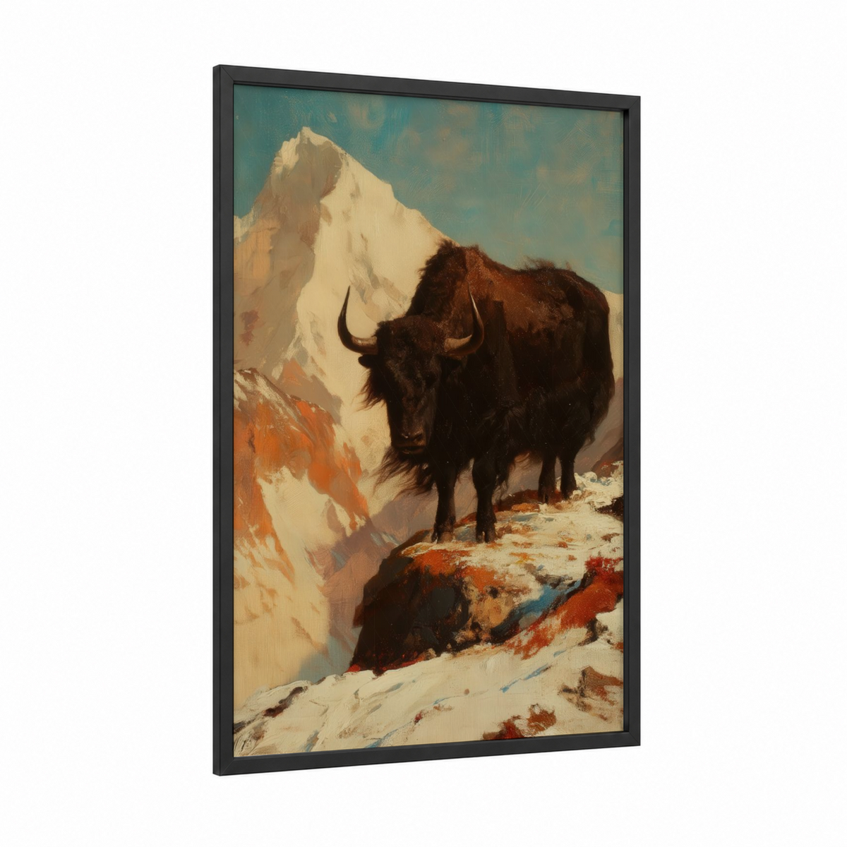 Alpine Yak Mountain Snow Landscape Wall Art