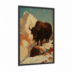 Alpine Yak Mountain Snow Landscape Wall Art