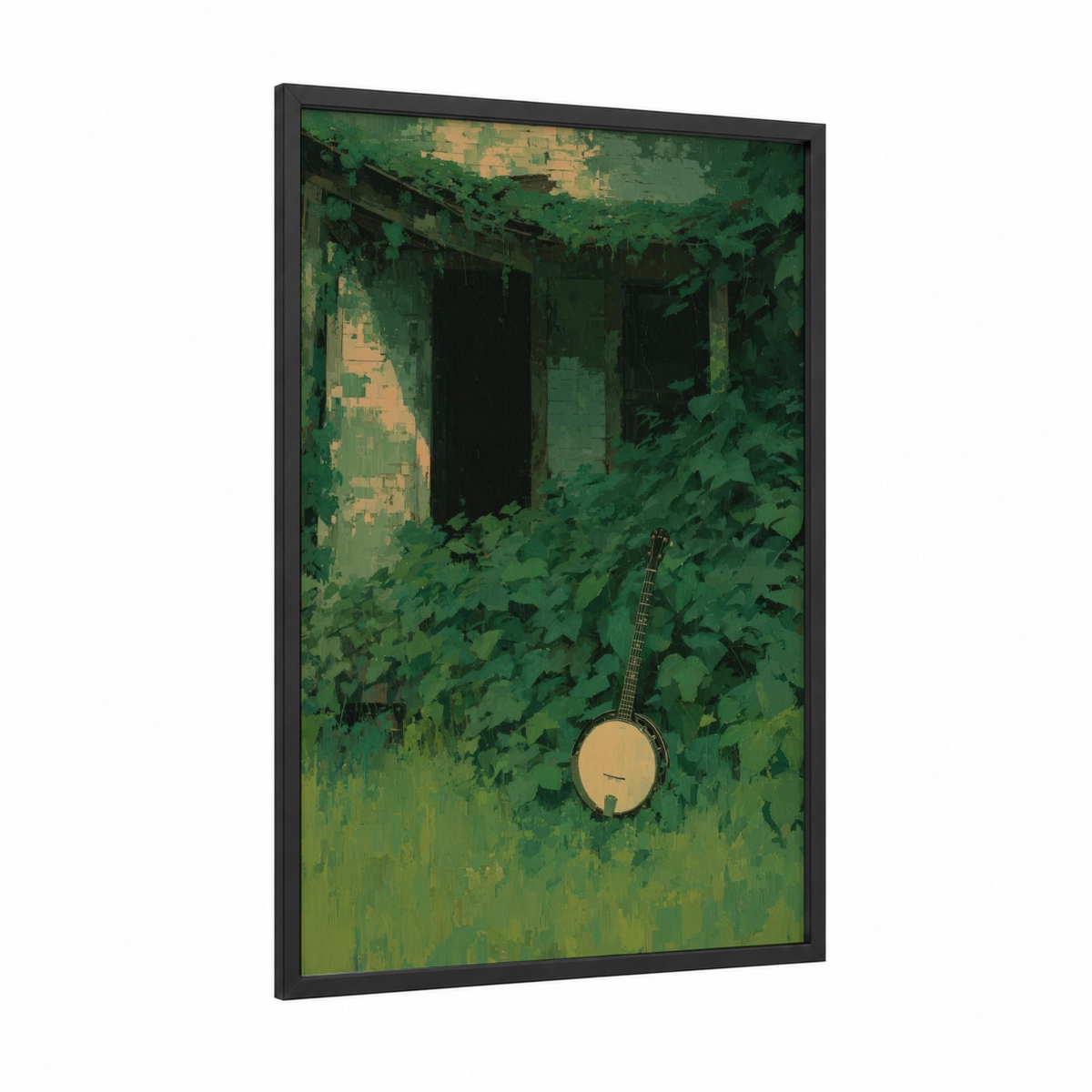 Abandoned Banjo Overgrown Nature Wall Art