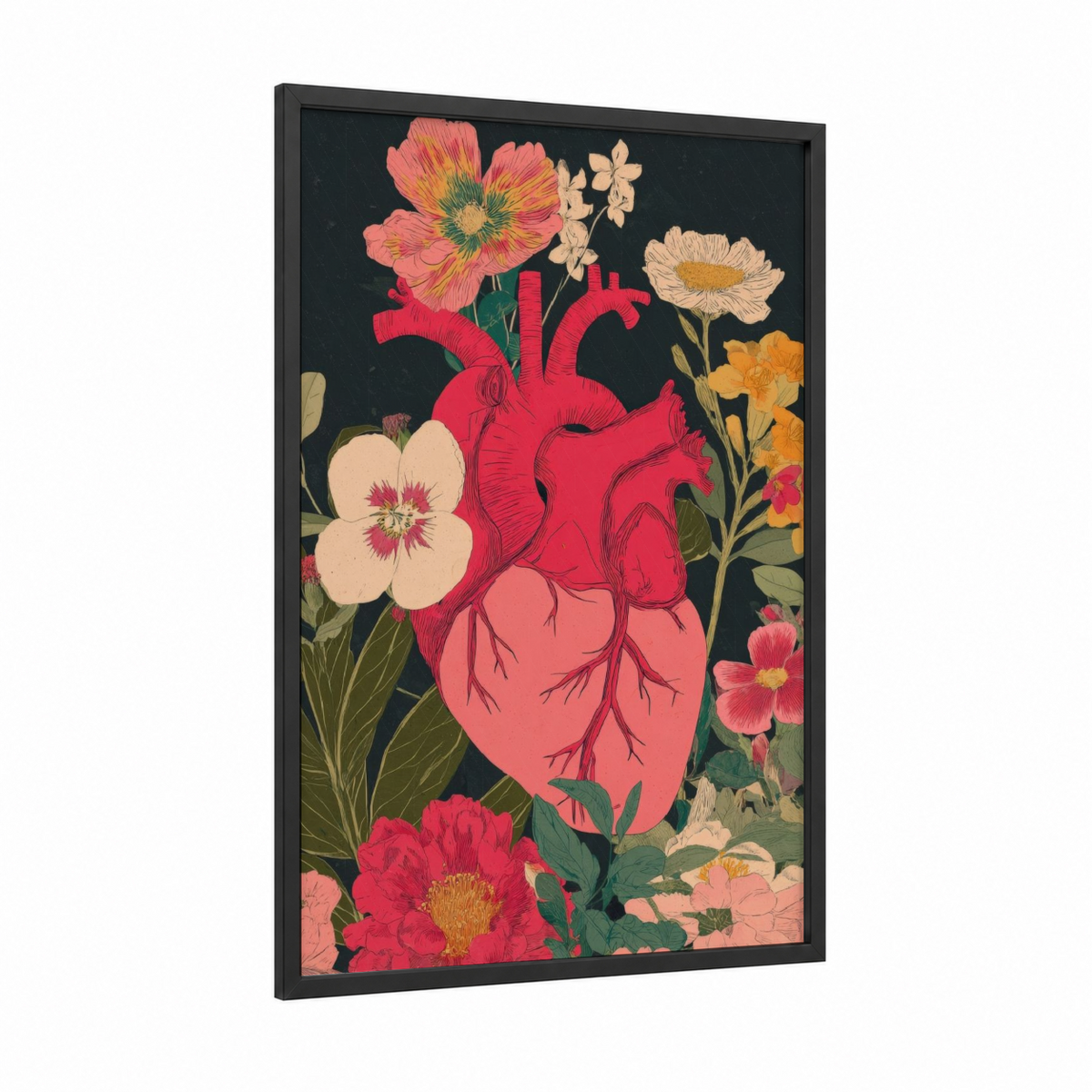 Anatomical Heart Floral Valentine Wall Art