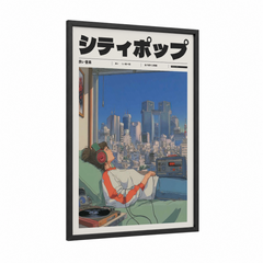 Anime Girl Cityscape Lo-fi Aesthetic Wall Art